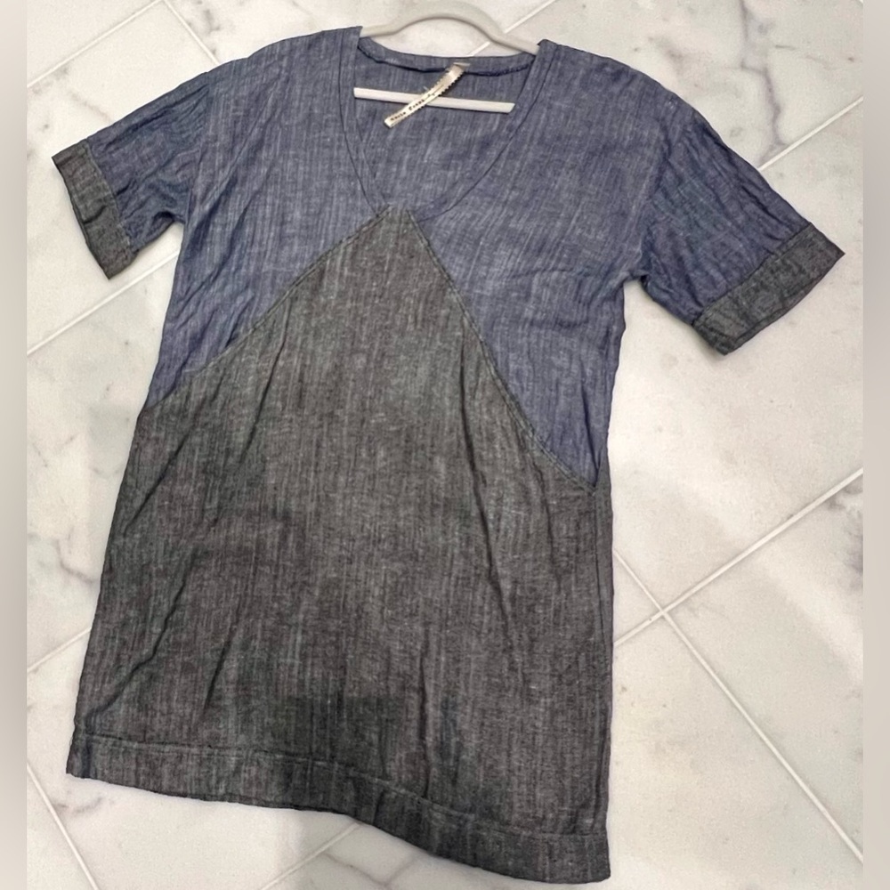 Uncle Frank blue and black soft denim dress with front pockets. Medium